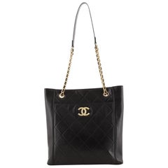 Chanel CC Front Pocket Shopping Tote Quilted Calfskin Small