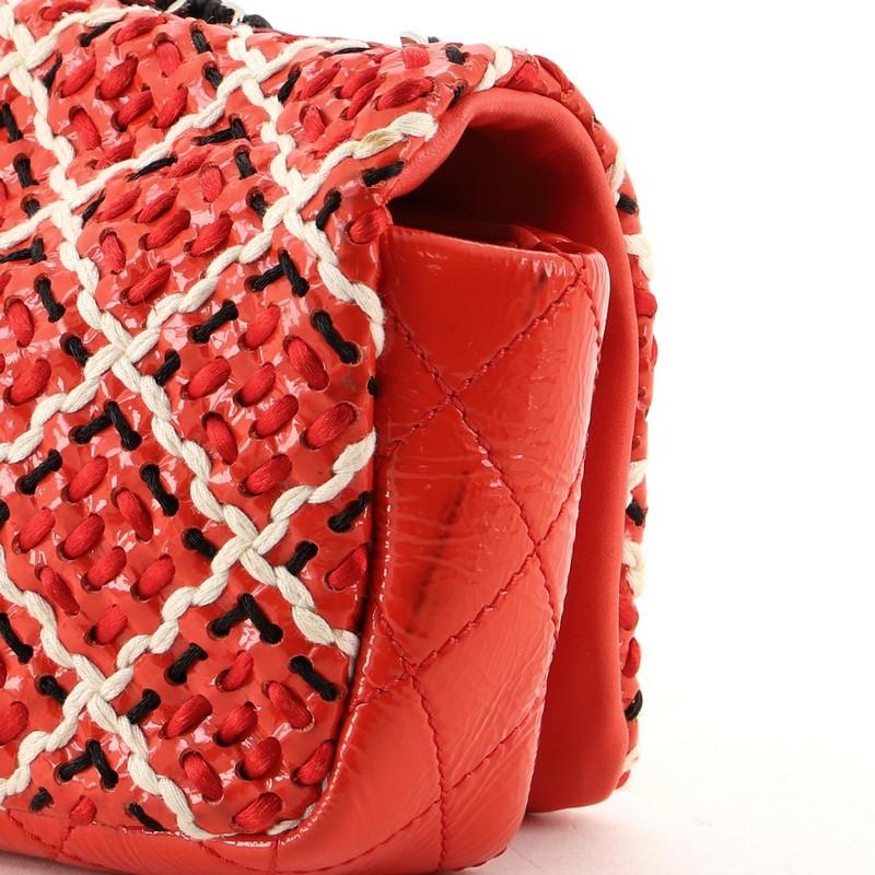 Chanel CC Full Flap Bag Woven Stitch Patent Mini In Good Condition In NY, NY