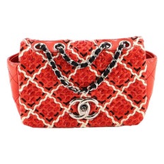 Chanel CC Full Flap Bag Woven Stitch Patent Mini