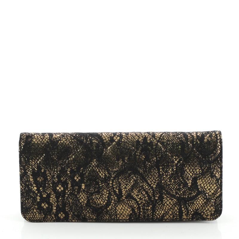 Chanel CC Full Flap Clutch Quilted Lace Motif Goatskin Medium In Good Condition In NY, NY