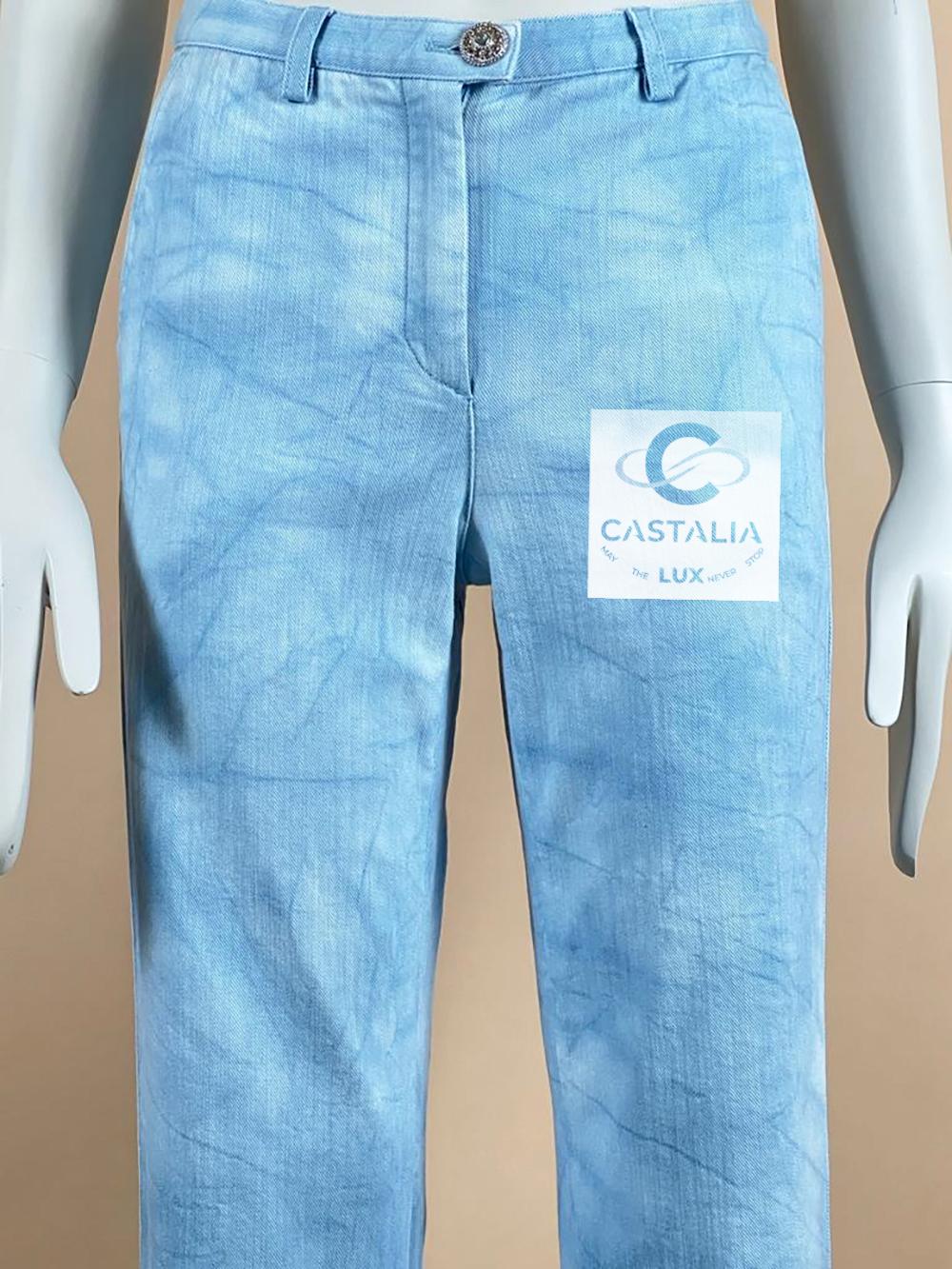 Women's or Men's Chanel Paris / Saint-Tropez CC Logo Embellished Jeans 34 FR For Sale