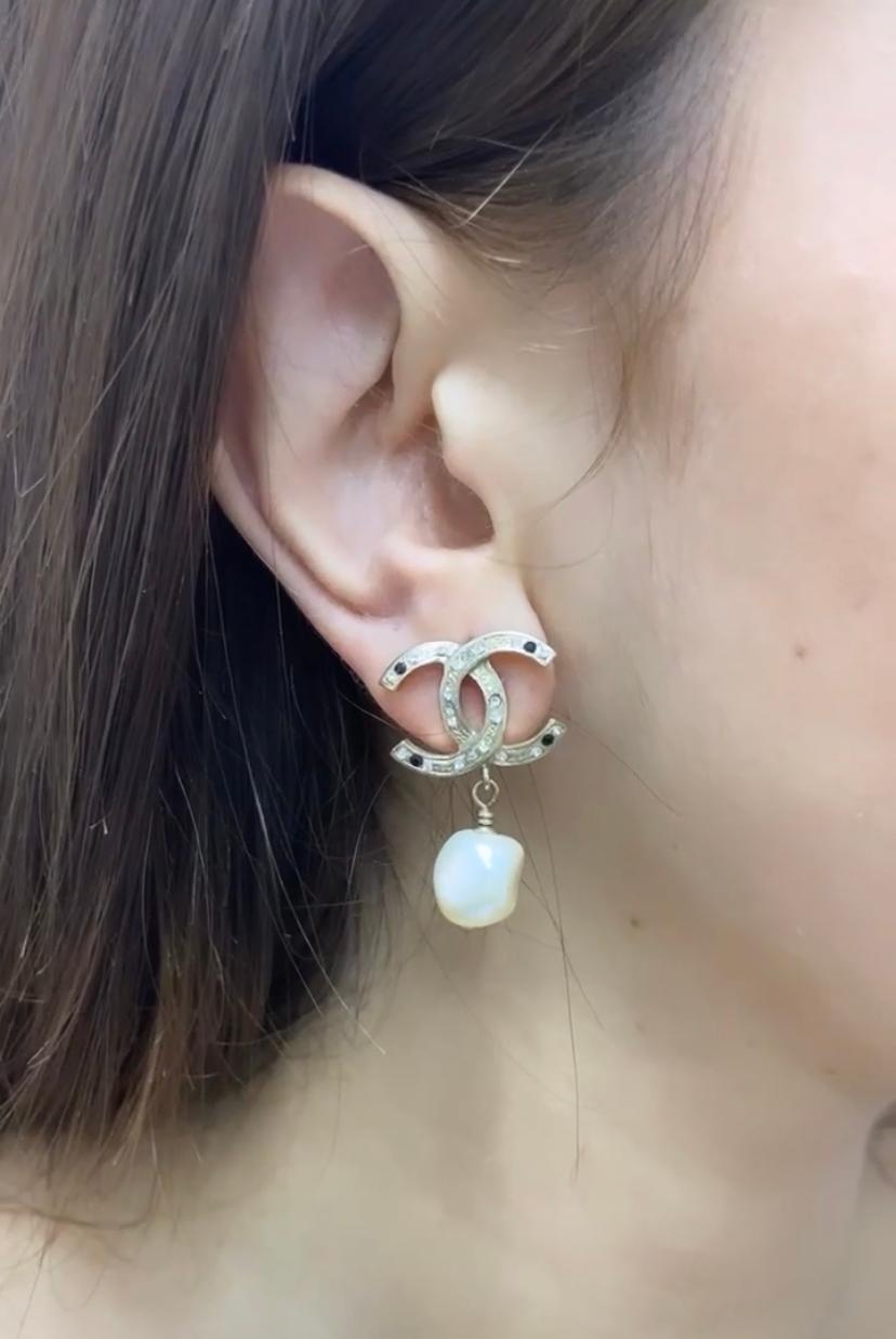 chanel earrings pearl drop