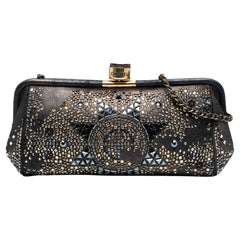 Chanel CC Glitter Lambskin Studded Frame Clutch on Chain