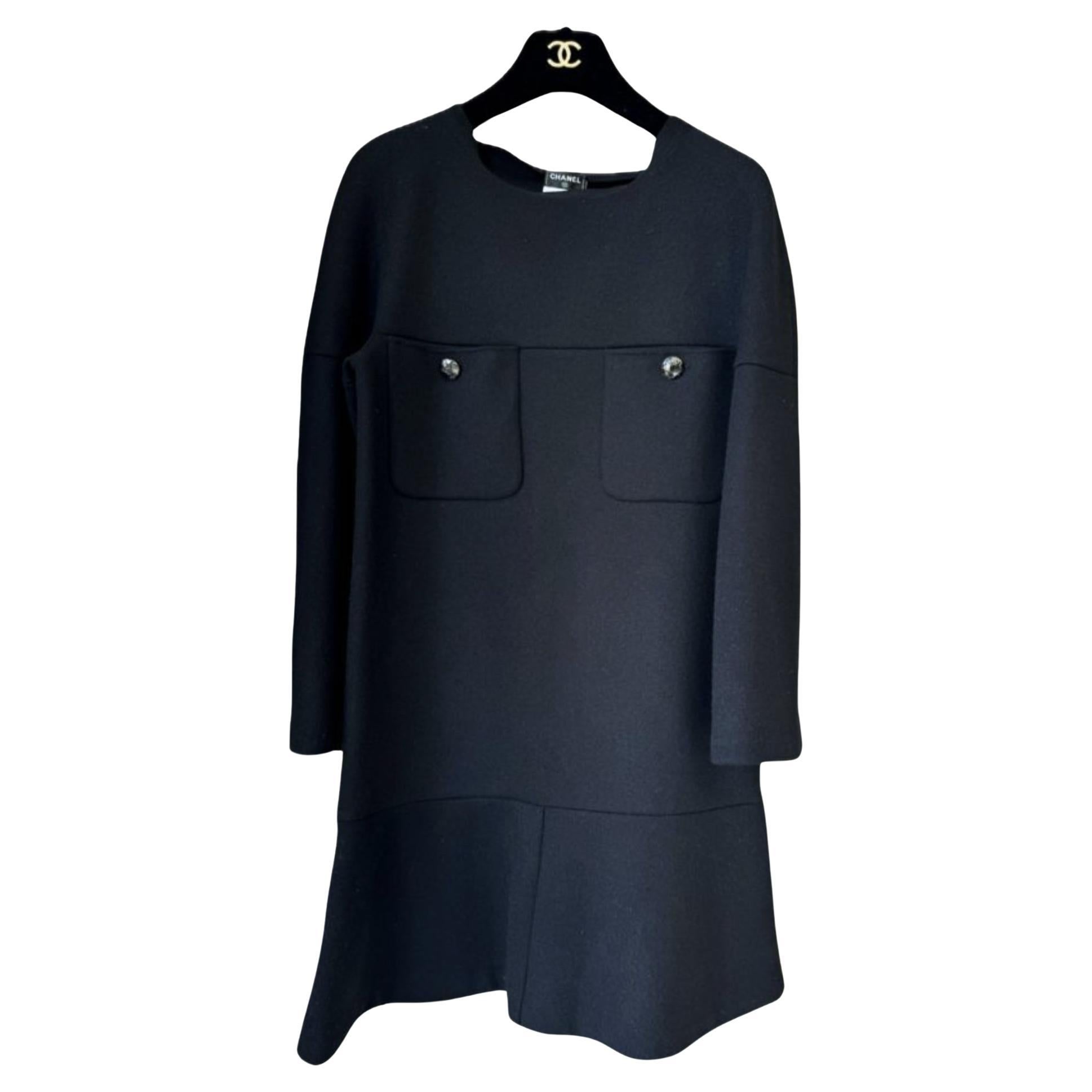 Chanel CC Globe Buttons Black Relaxed Knit Dress