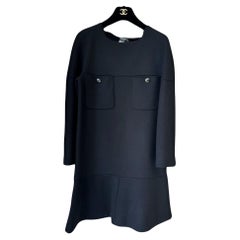 Chanel CC Globe Buttons Black Relaxed Knit Dress
