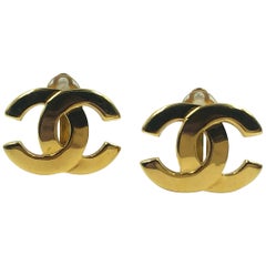 Chanel CC Gold Clip On Earrings