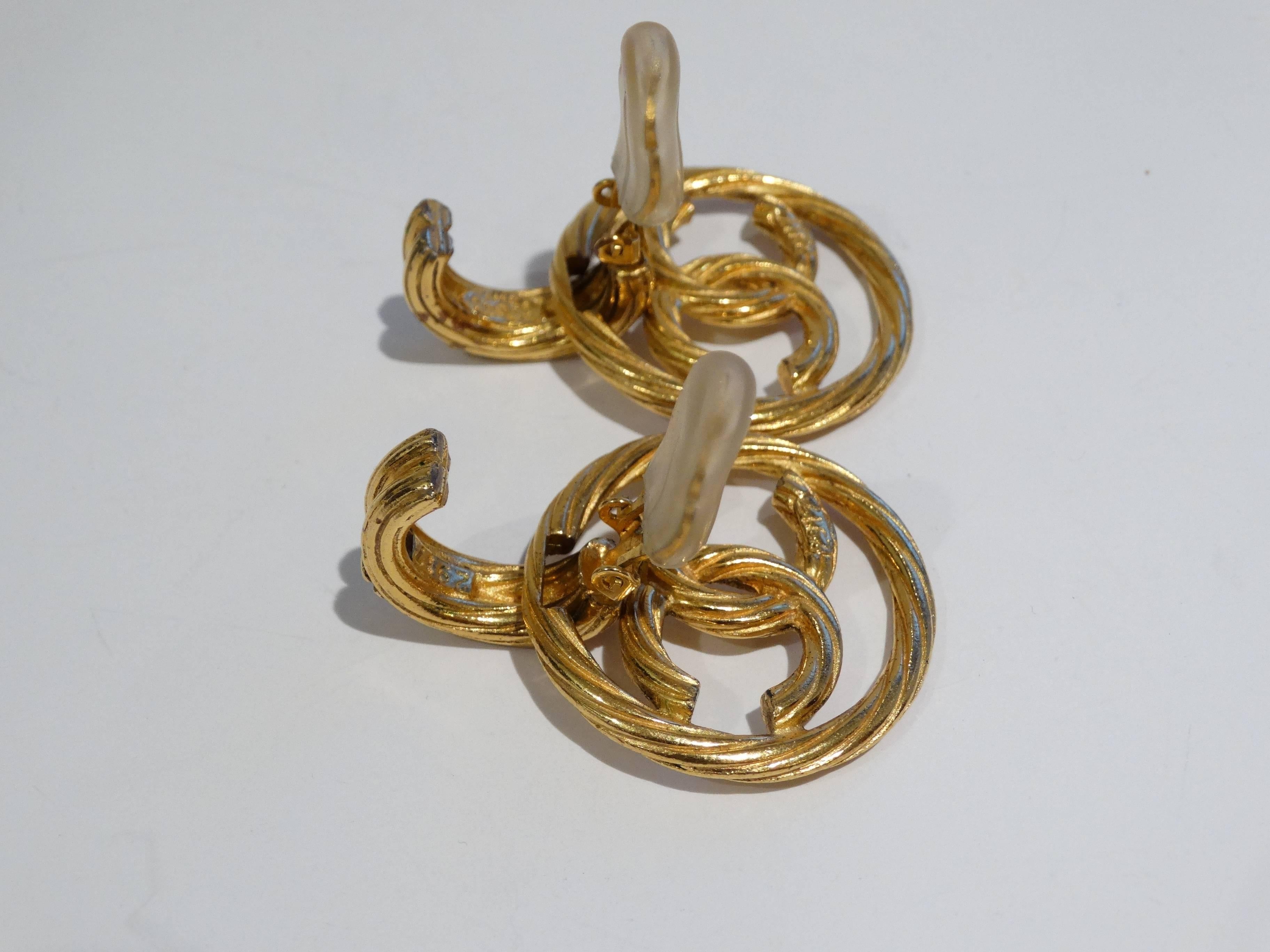Women's Chanel CC Gold Hoop Earring circa 1994