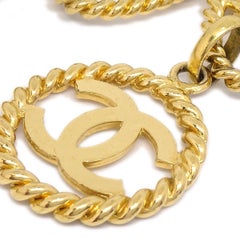 CHANEL CC Gold Metal Braided Charm Chain Link Waist Belt