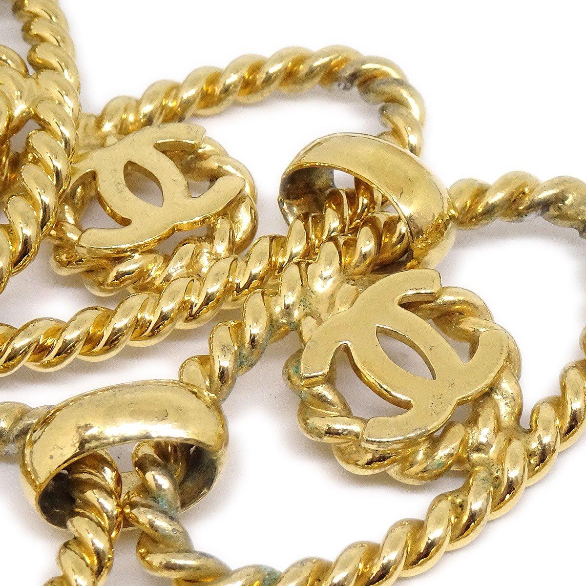 CHANEL CC Gold Metall geflochtener Gürtel mit Charm-Kette und Glieder  im Zustand „Gut“ im Angebot in Chicago, IL