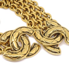 CHANEL CC Gold Metal Double CC Logo Chain Link Waist Belt
