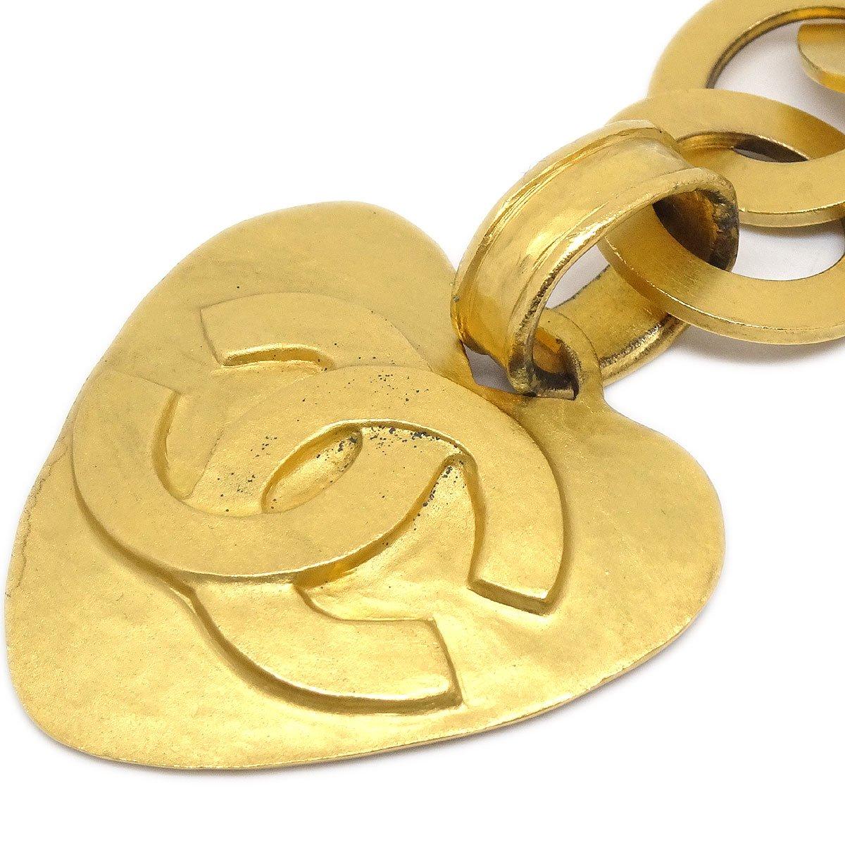 CHANEL CC Gürtel in Gold und Metall mit Herzanhänger Kette Glieder (Braun) im Angebot