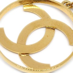CHANEL CC Gold Metall große runde Ohrringe Abend baumeln Tropfen Ohrringe