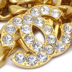CHANEL CC Gold Metal Rhinestone Chain Link Waist Belt