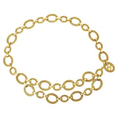 CHANEL CC Gold Metal Textured Charm Chain Link Waist Belt