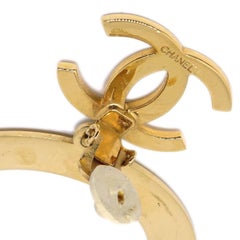 CHANEL CC Gold Metallton Großer Kreis Creolen Abend Ohrringe