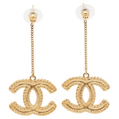 Chanel CC Gold Tone Earrings