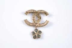 Chanel CC Gold Tone Flower Large Brooch