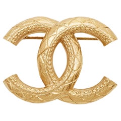 Chanel CC Gold Tone Metal Brooch