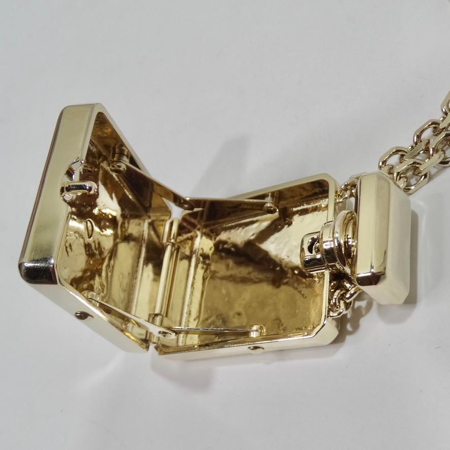 Chanel CC Gold Tone Perfume Bottle Locket Necklace For Sale 4