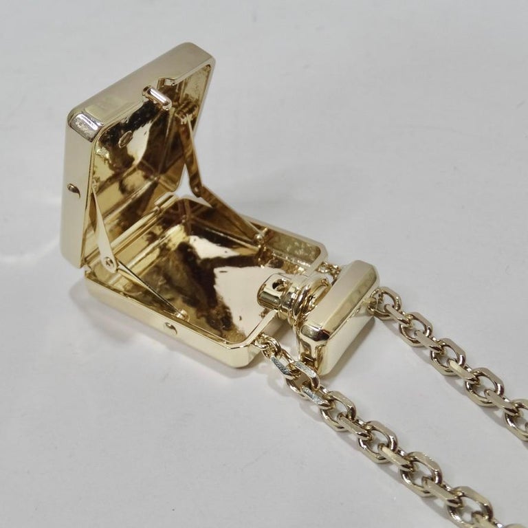 Chanel CC Gold Tone Perfume Bottle Locket Necklace For Sale at