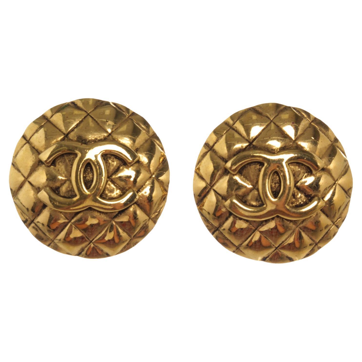 Chanel CC Gold-tone Round Clip-On Earrings