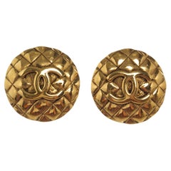 Chanel CC Gold-tone Round Clip-On Earrings