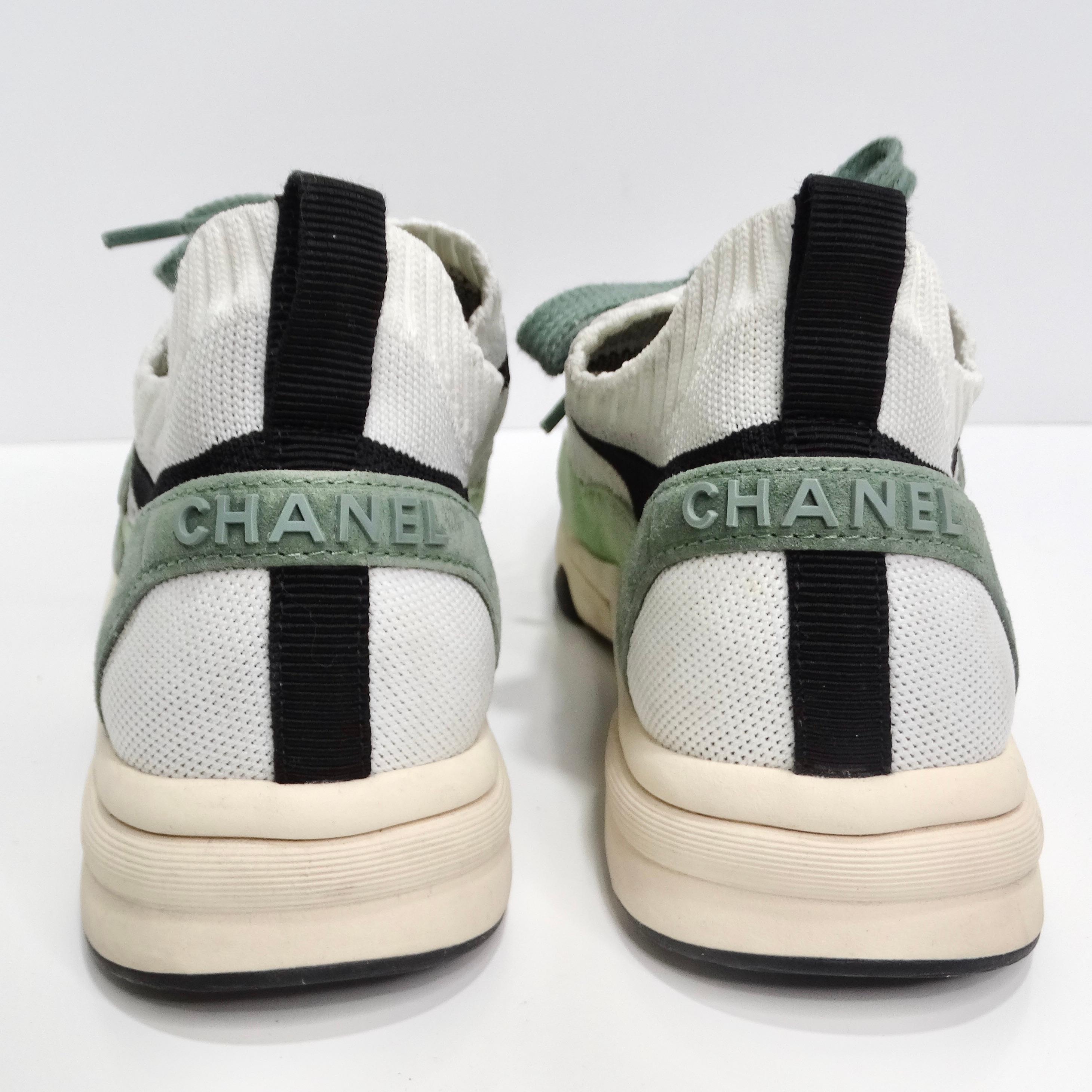 Chanel CC Green Knit Trainers 2