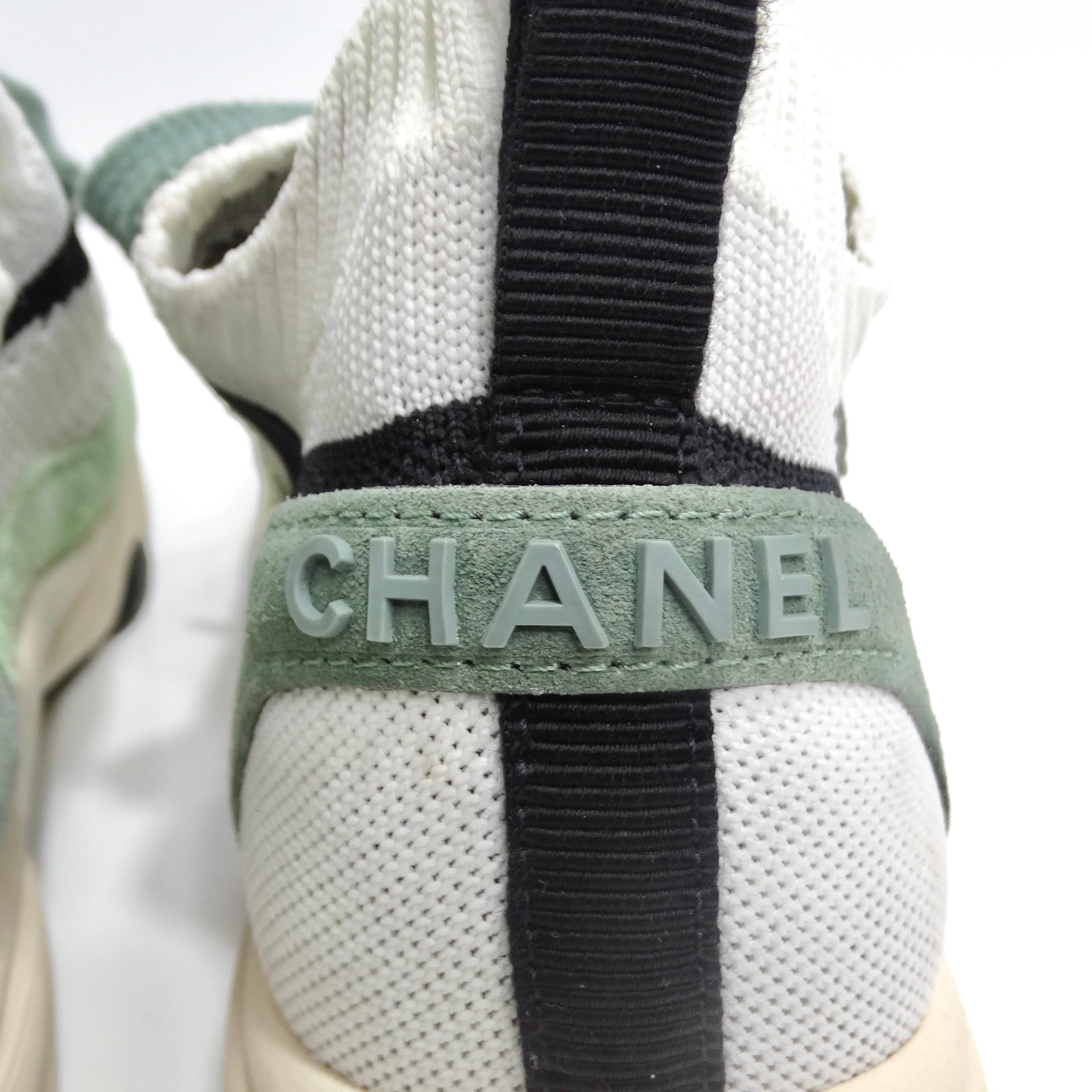 Chanel CC Green Knit Trainers 3