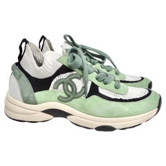 Chanel CC Green Knit Trainers