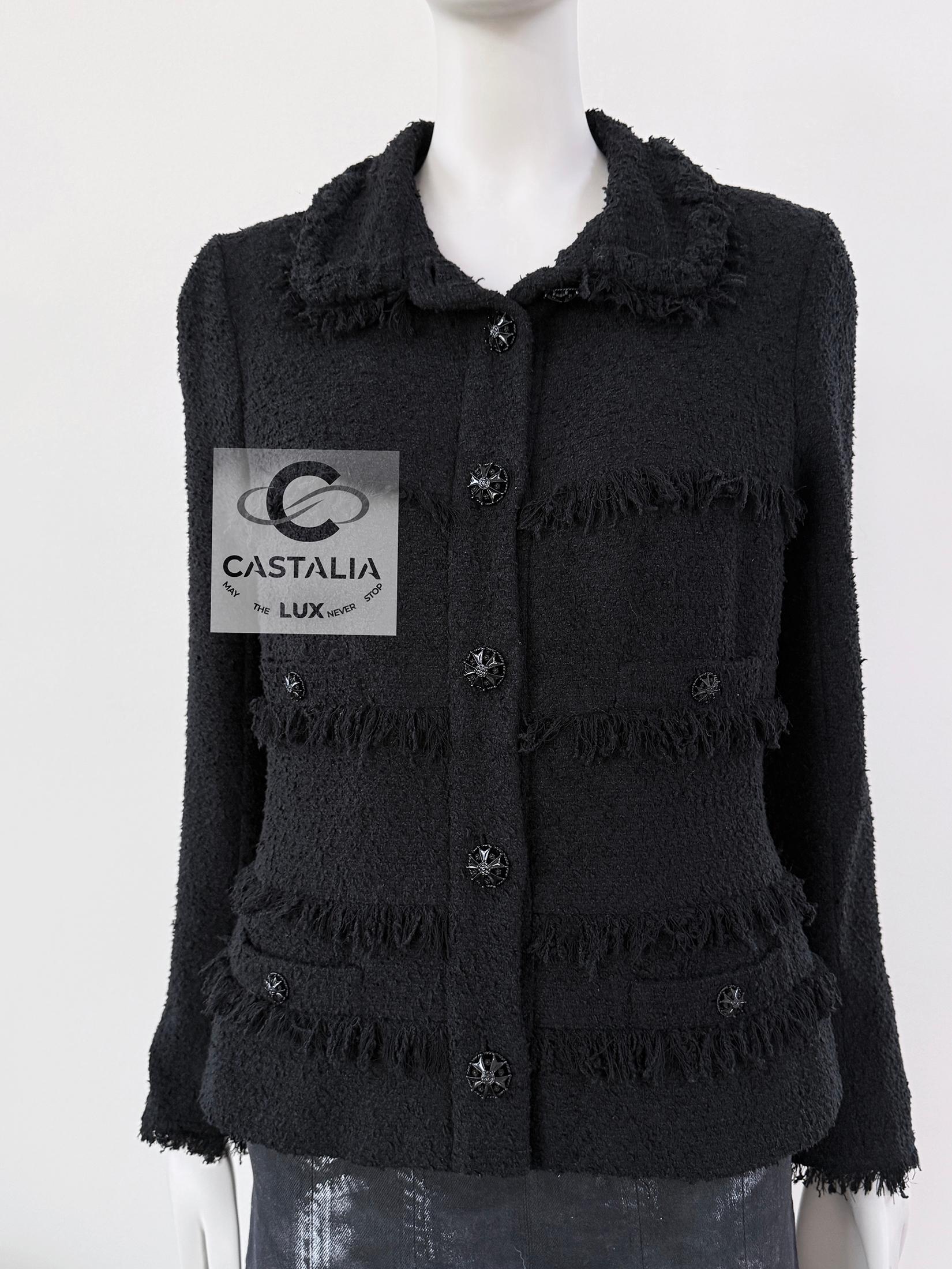 Chanel CC Gripoix Buttons Black Tweed Jacket 40 FR 6