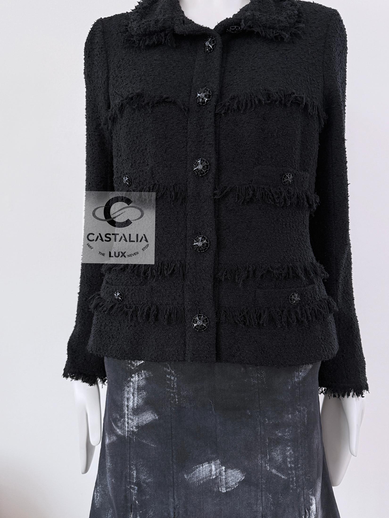 Chanel CC Gripoix Buttons Black Tweed Jacket 40 FR 8