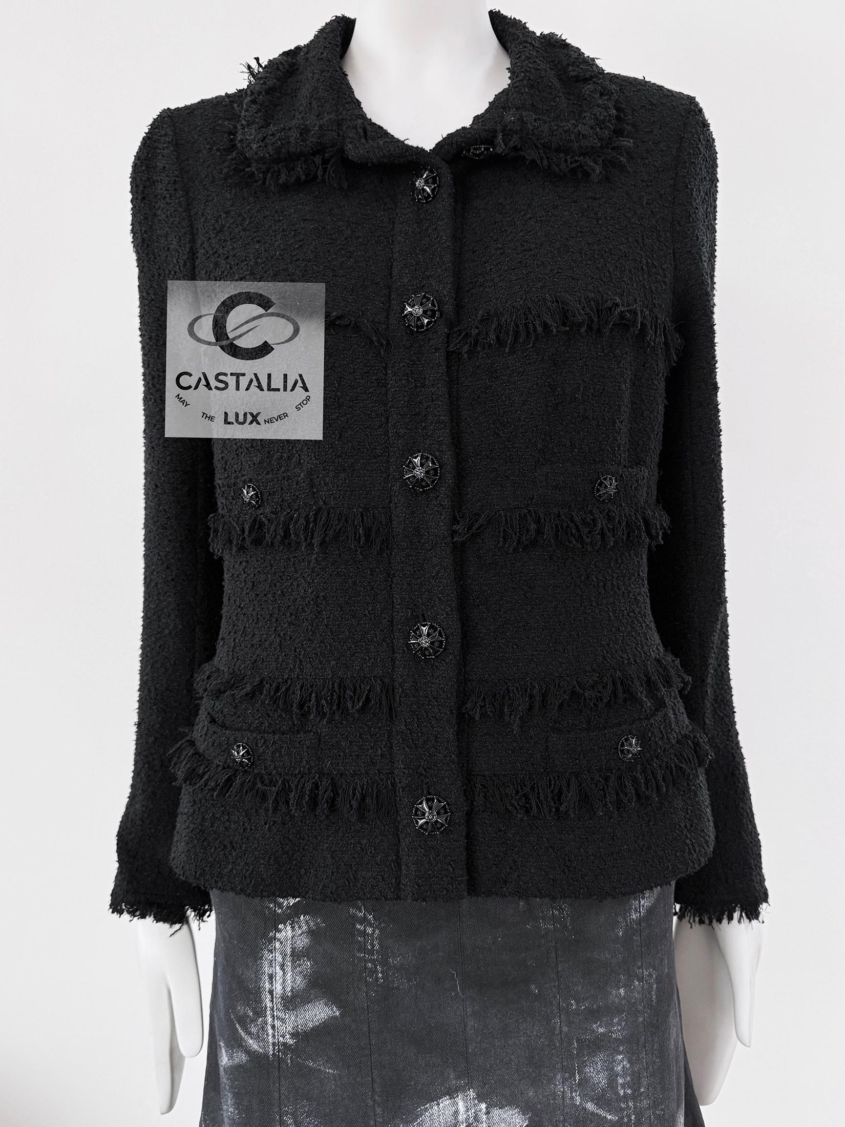 Chanel CC Gripoix Buttons Black Tweed Jacket 40 FR 9