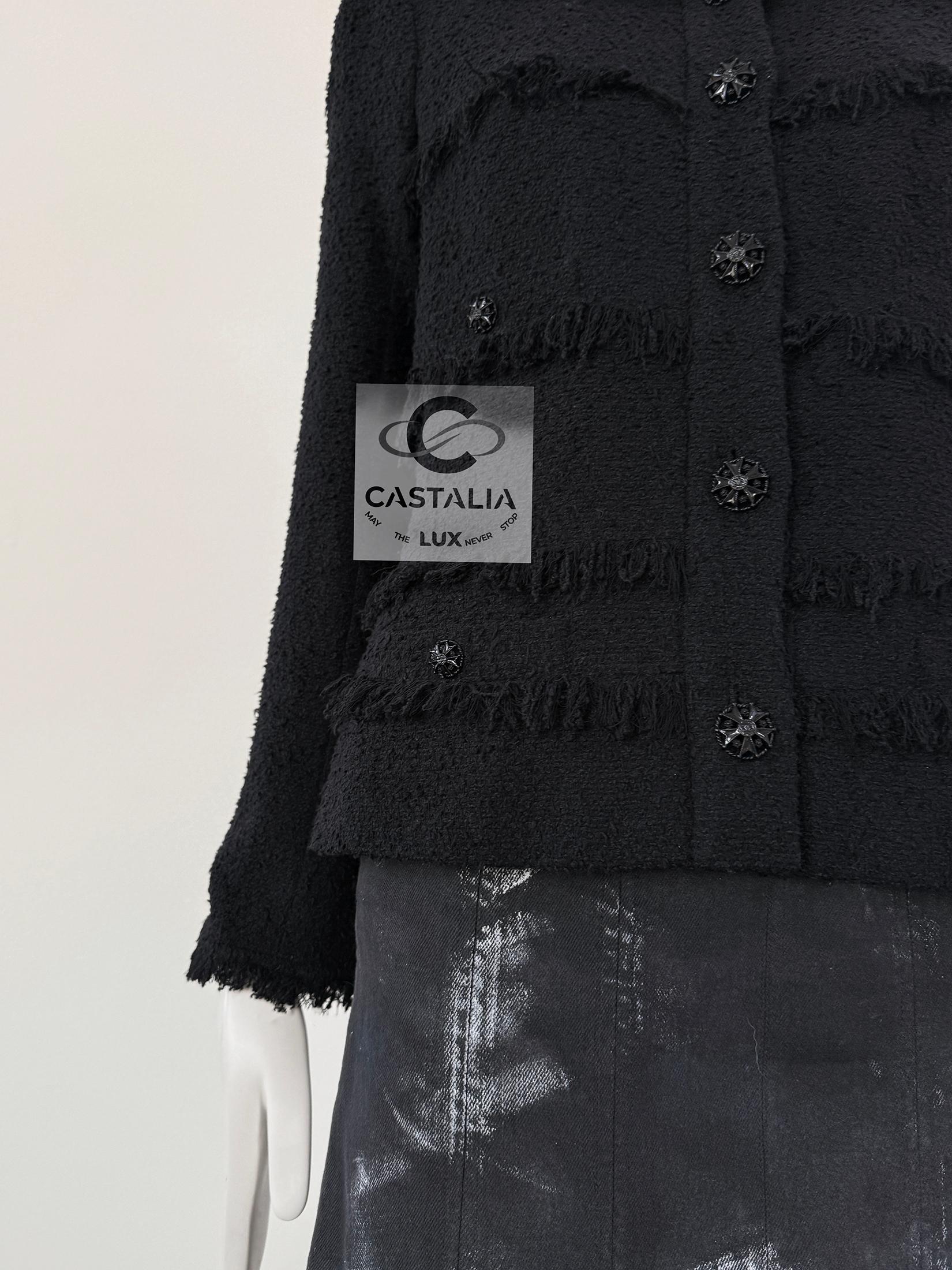 Chanel CC Gripoix Buttons Black Tweed Jacket 40 FR 10