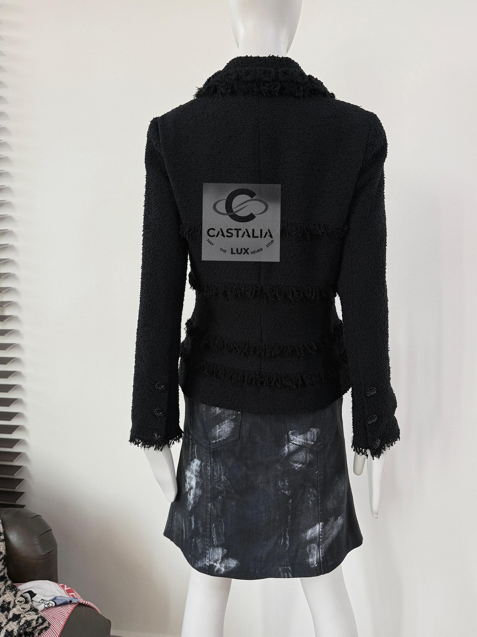 Chanel CC Gripoix Buttons Black Tweed Jacket 40 FR 11