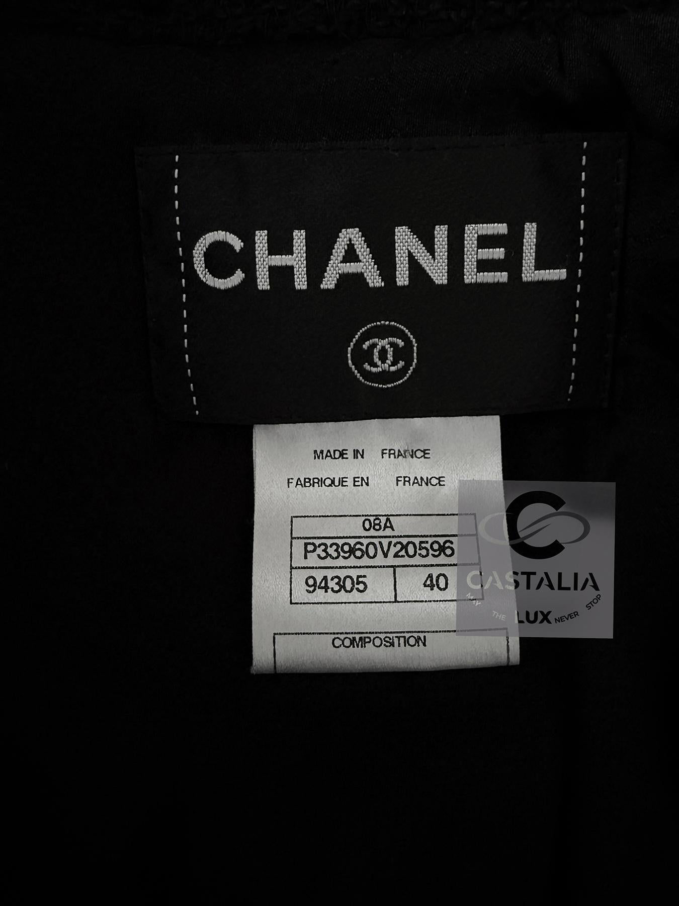 Chanel CC Gripoix Buttons Black Tweed Jacket 40 FR 13