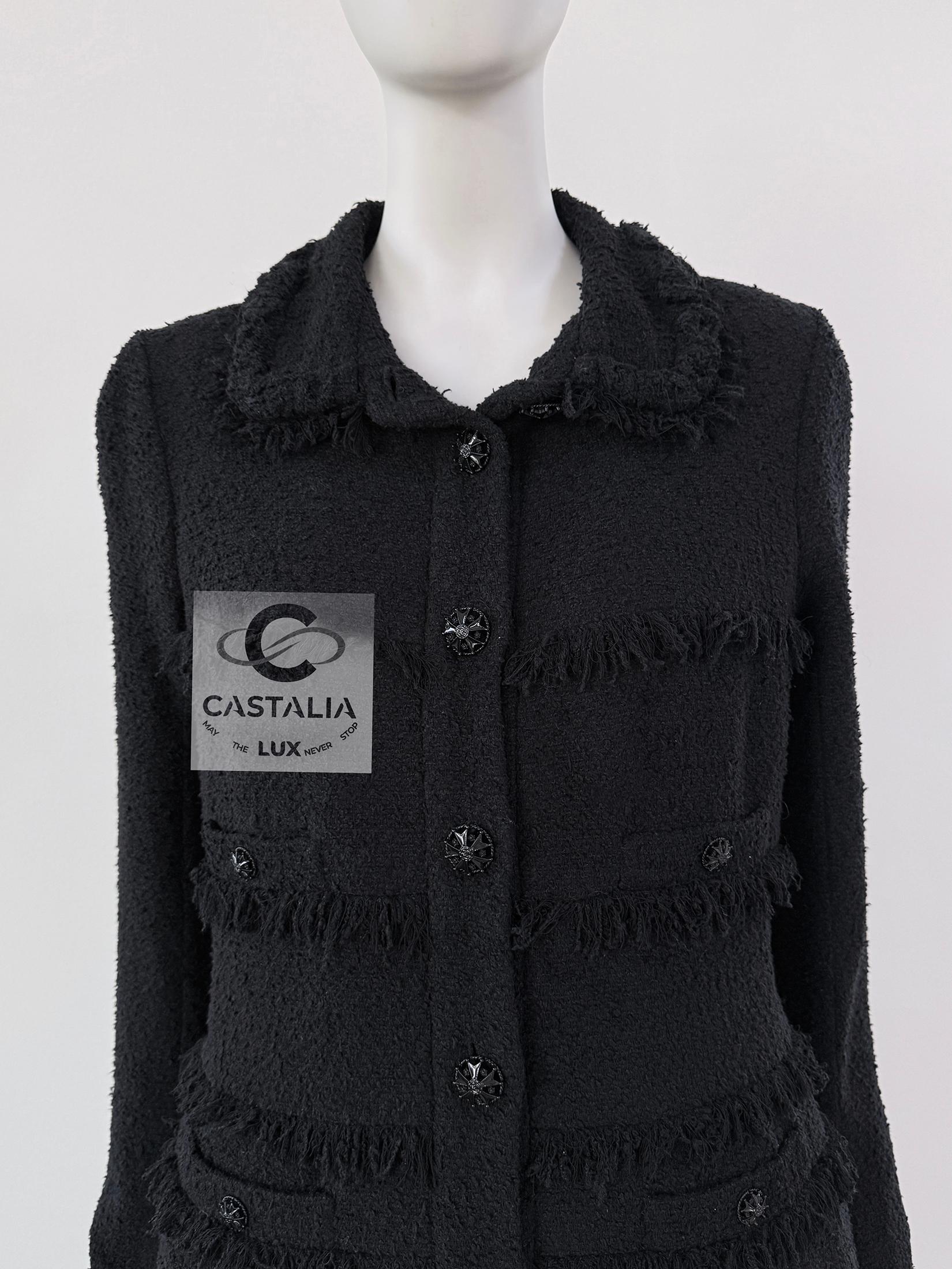 Chanel CC Gripoix Buttons Black Tweed Jacket 40 FR 1