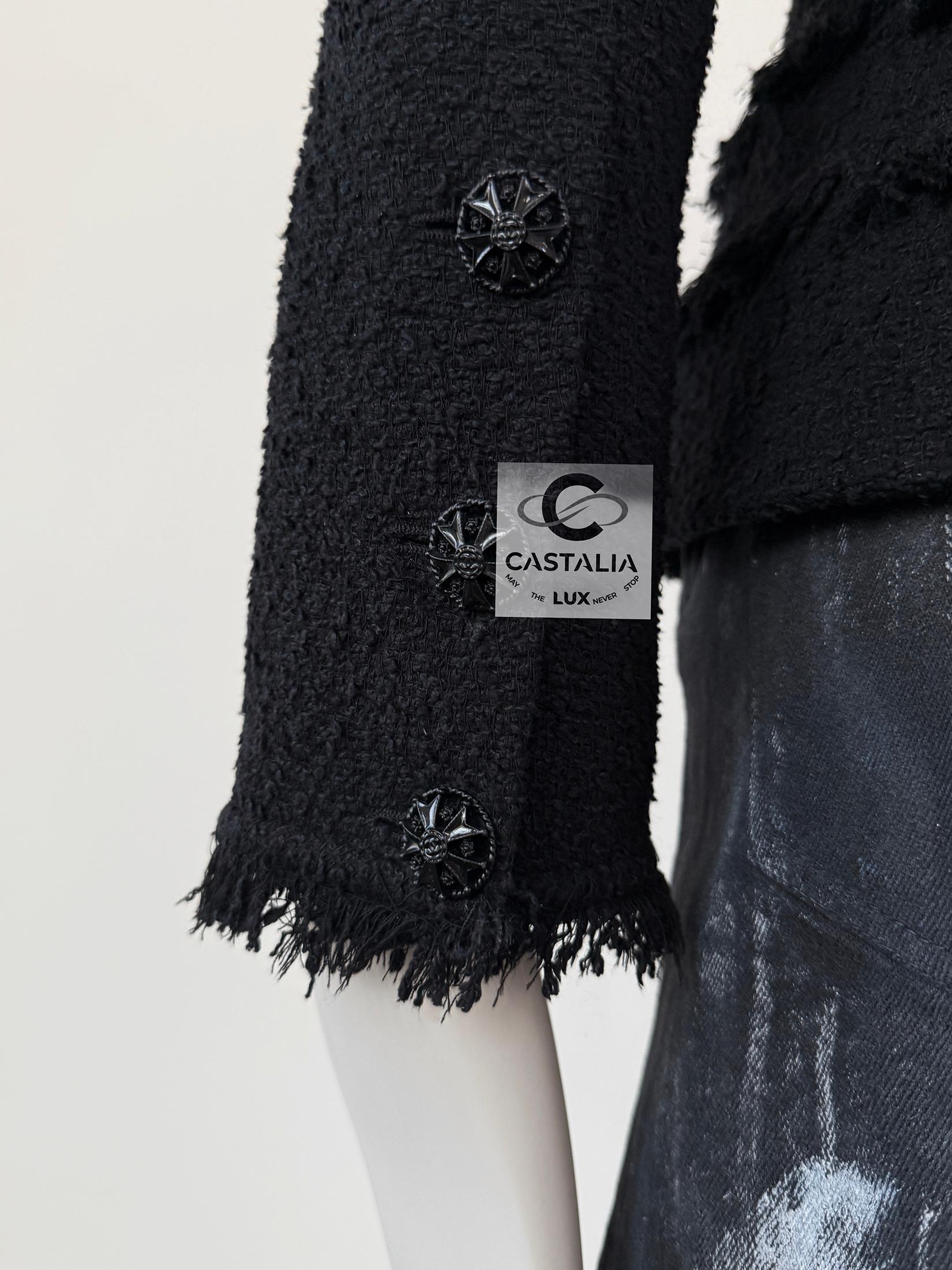 Chanel CC Gripoix Buttons Black Tweed Jacket 40 FR 3