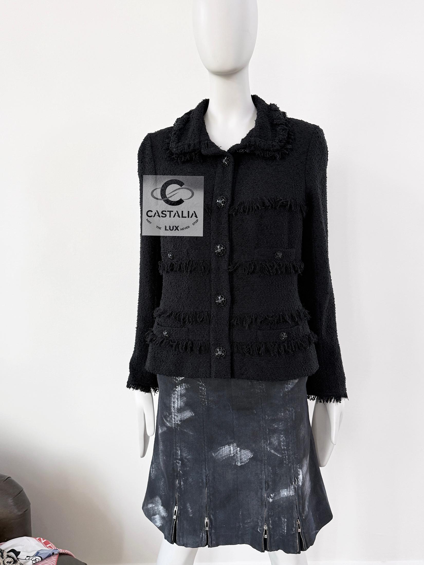 Chanel CC Gripoix Buttons Black Tweed Jacket 40 FR 4