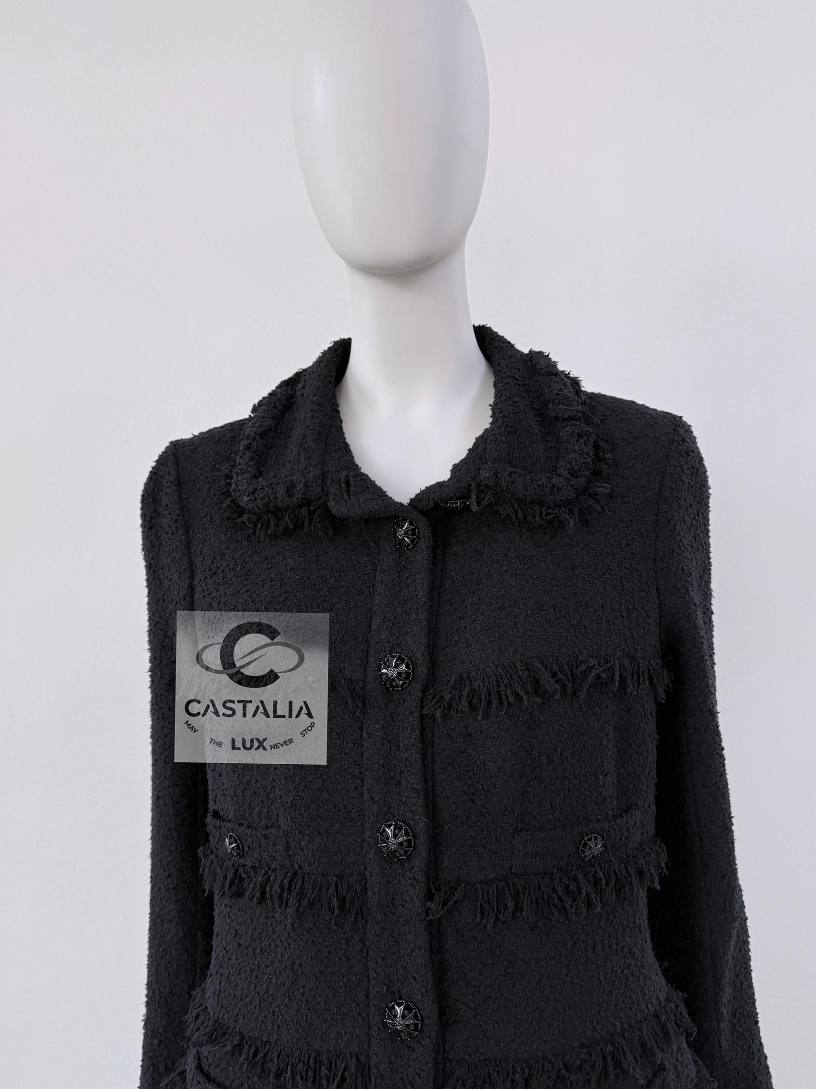 Chanel CC Gripoix Buttons Black Tweed Jacket 40 FR 5