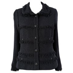 Chanel CC Gripoix Buttons Black Tweed Jacket 40 FR
