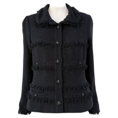 Chanel CC Gripoix Buttons Black Tweed Jacket 40 FR