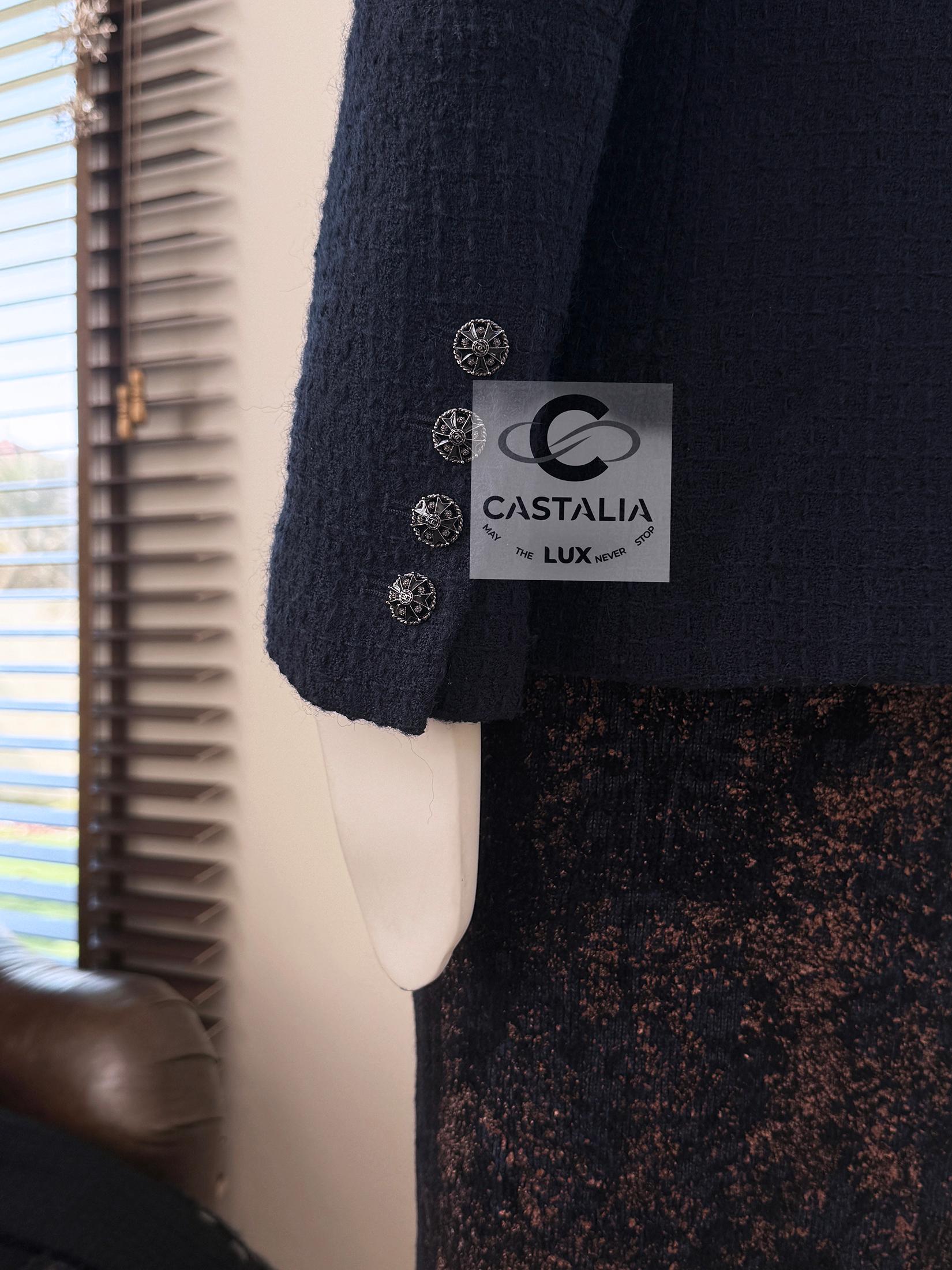 Chanel CC Gripoix Buttons Navy Tweed Jacket 38 FR 3