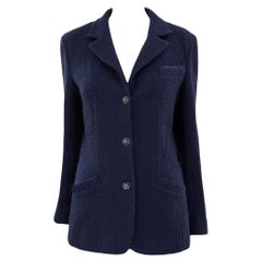 Chanel CC Gripoix Buttons Navy Tweed Jacket 38 FR