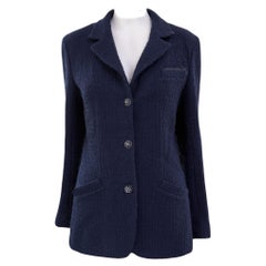 Chanel CC Gripoix Buttons Navy Tweed Jacket 38 FR