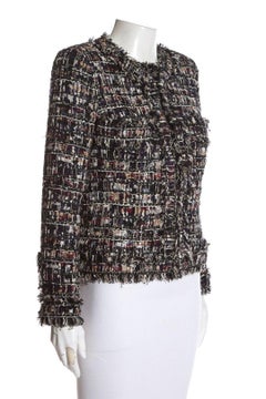 Chanel CC Gripoix Buttons Ribbon Tweed Jacket