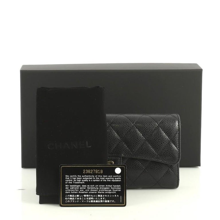 Chanel CC Gusset Classic Flap Wallet Quilted Caviar Long at