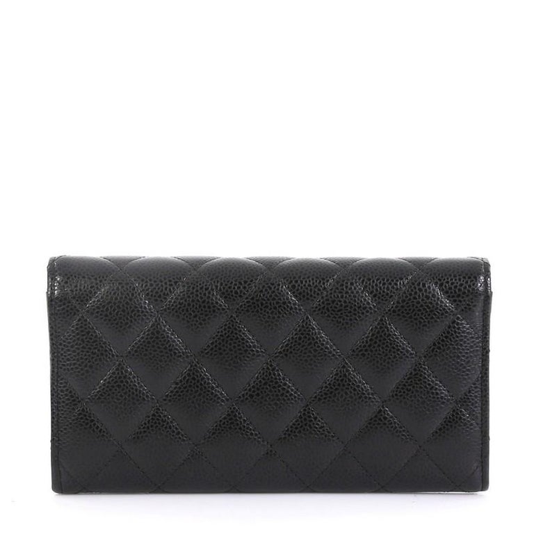 Chanel CC Gusset Classic Flap Wallet Quilted Caviar Long at 1stDibs