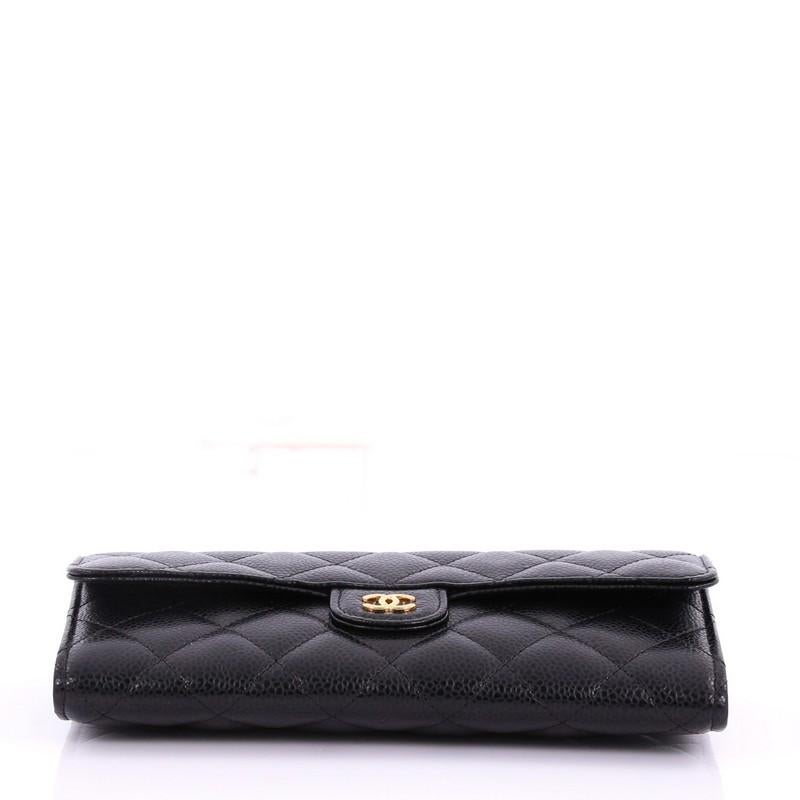 Women's or Men's Chanel CC Gusset Classic Flap Wallet Quilted Caviar Long