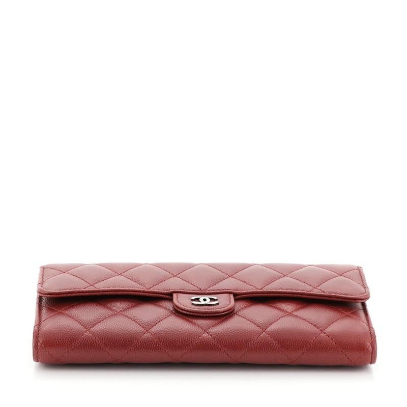 Women's or Men's Chanel CC Gusset Classic Flap Wallet Quilted Caviar Long