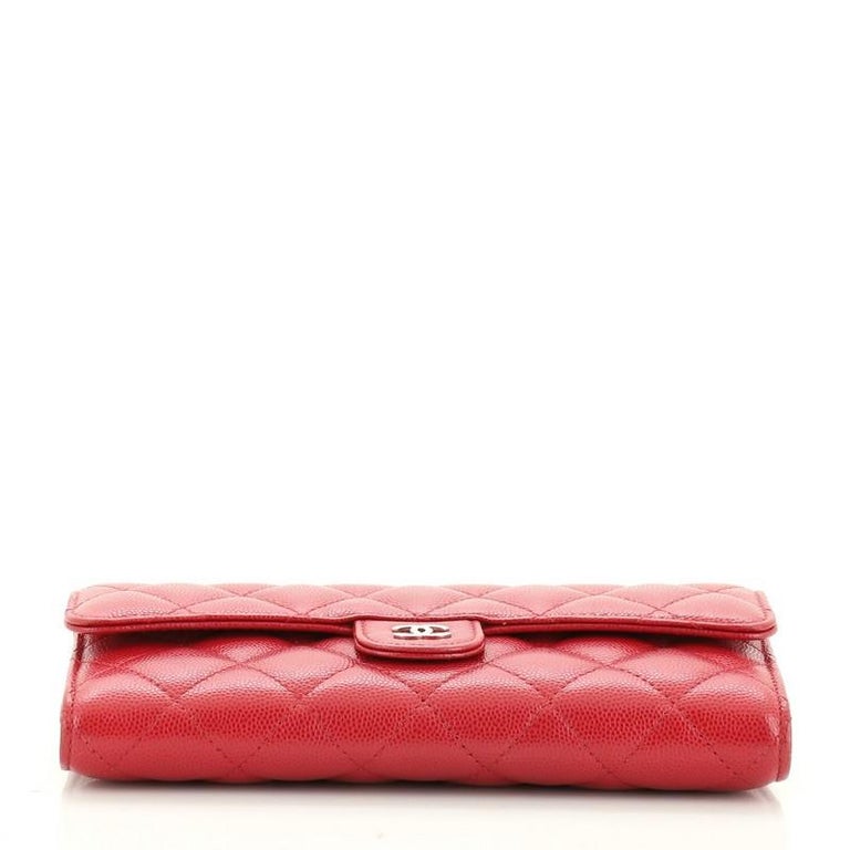 Chanel CC Gusset Classic Flap Wallet Quilted Caviar Long at 1stDibs chanel wallet red